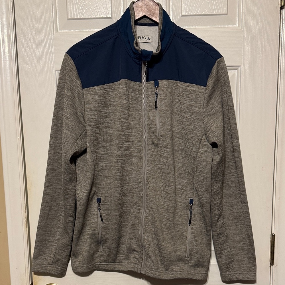 Orvis‎ Men's Bonded Mesh Full Zip Jacket Coat Gray Blue Medium M Fishing